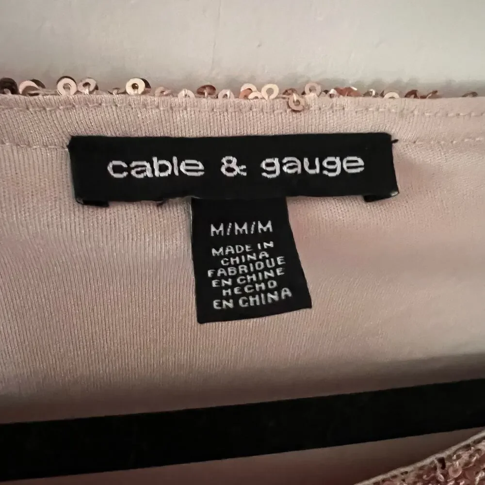 Cable & Gauge Rose Gold Sequin Short Sleeve Top - Picture 3 of 6